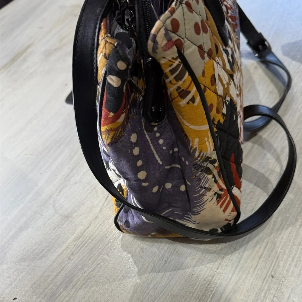 Vera Bradley Yellow and Purple Quilted Triple Compartment Crossbody/Satchel